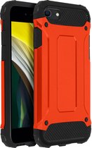 Geschikt voor iPhone 7/8/SE 2020 Case Relief Design Bi-materiaal 1,8m Rood