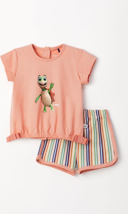 Woody pyjama meisjes - roze - schildpad - 231-3-BST-S/491 - maat 62
