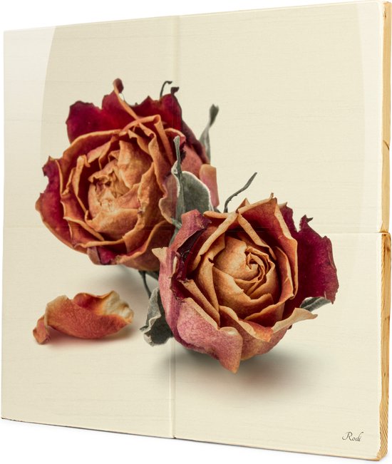 Dried Roses - 2x2 Steigerhout Tegeltableau