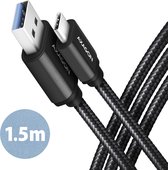 AXAGON BUCM3-AM15AB cable USB-C <-> USB-A, 1.5m, USB 3.2 Gen 1, 3A, ALU, braid, Black *USBAM *USBCM
