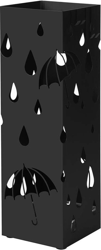 Parapluhouder - Van metaal - Vierkante parapluhouder - Afneembare wateropvangbak - Met 4 haken