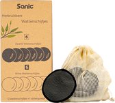 Sanic Herbruikbare Wattenschijfjes 12 Zwart + Wit Wasbare Wattenschijfjes  Zero Waste Duurzame Bamboe