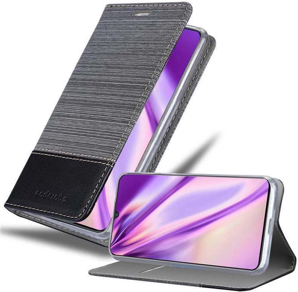 Cadorabo Hoesje geschikt voor Vivo V11 / V11 PRO in GRIJS ZWART - Beschermhoes met magnetische sluiting, standfunctie en kaartvakje Book Case Cover Etui