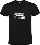 Zwart T-Shirt met “Awesome sinds 2000 “ Afbeelding Wit Size XXXXXL