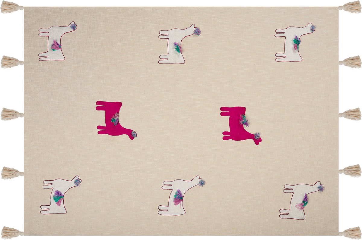 Beliani NANDYAL - Plaid - Beige - 130 x 180 cm - Katoen