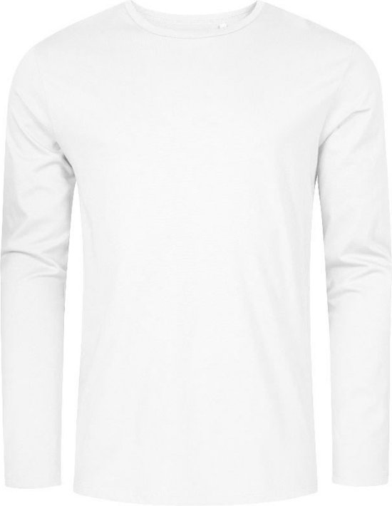Wit t-shirt lange mouwen en ronde hals merk Promodoro maat XL