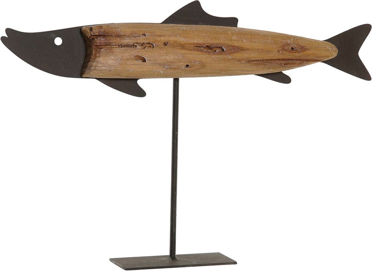 Decoratieve figuren DKD Home Decor Natuurlijk Zwart Metaal Zeeman Vis (30 x 4 x 20 cm)