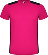 Zwart met Fuchsia roze unisex sportshirt korte mouwen Detroit merk Roly maat L