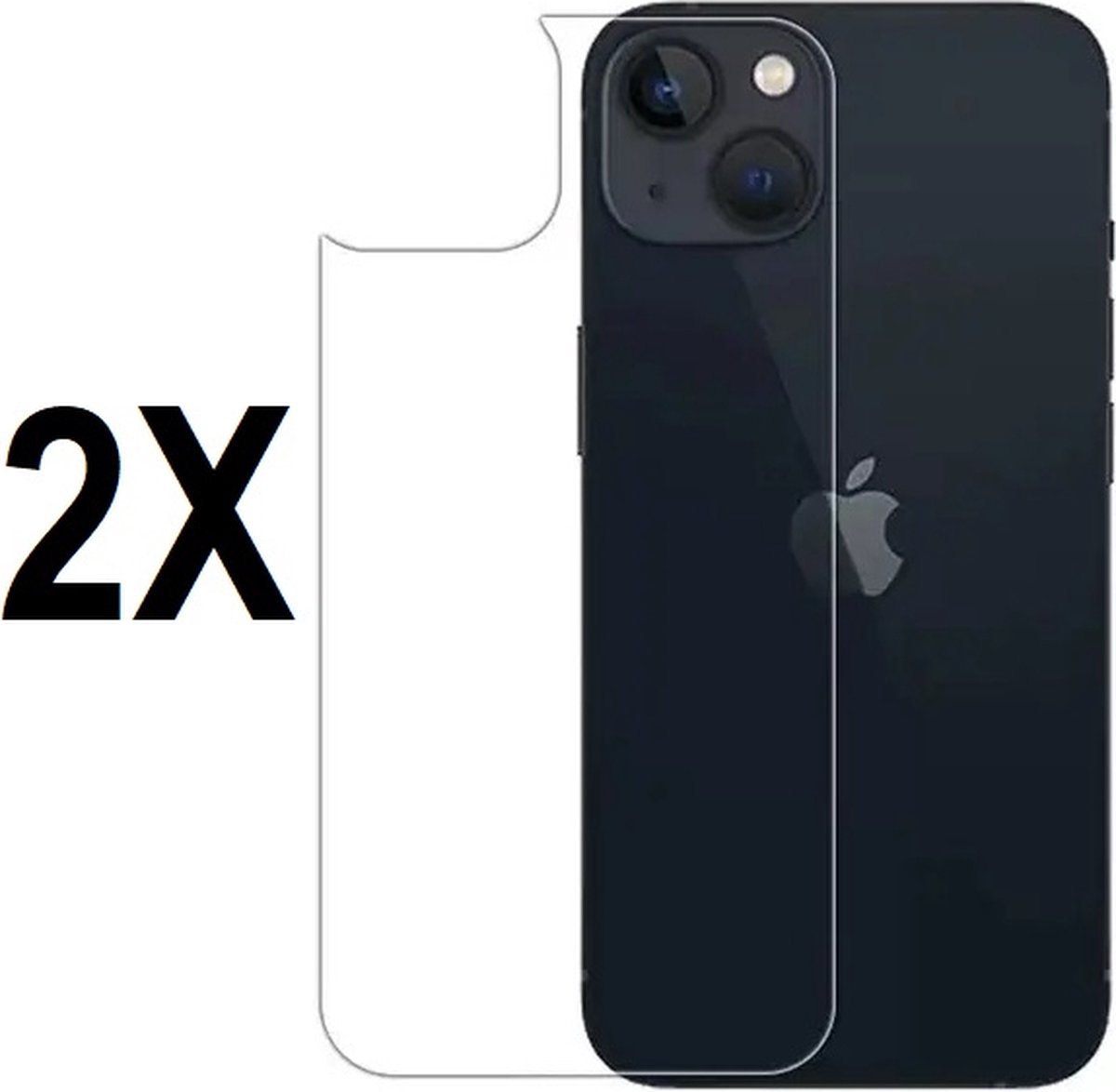 Screenz® - BACK Screenprotector geschikt voor iPhone 14 - Tempered glass Screen protector geschikt voor achterkant iPhone 14 - Beschermglas - Glasplaatje - 2 stuks