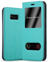 Cadorabo Hoesje voor Samsung Galaxy S8 in MUNT TURKOOIS - Beschermhoes met magnetische sluiting, standfunctie en 2 kijkvensters Book Case Cover Etui