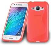 Cadorabo Hoesje geschikt voor Samsung Galaxy J1 2015 in INFERNO ROOD - Beschermhoes gemaakt van flexibel TPU silicone Case Cover