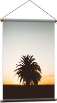 WallClassics - Textielposter - Silhouet van Palmboom met Lange Bladeren - 60x90 cm Foto op Textiel