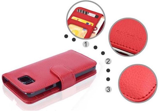 Étui Cadorabo pour Samsung Galaxy ALPHA en INFERNO RED - Étui de protection avec fermeture magnétique et 3 emplacements pour cartes Book Case Cover Etui