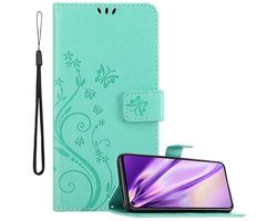 Cadorabo Hoesje geschikt voor Honor 20 PRO in BLOEMEN TURKOOIS - Beschermhoes in bloemmotief met magnetische sluiting, standfunctie en kaartsleuven Book Case Cover Etui