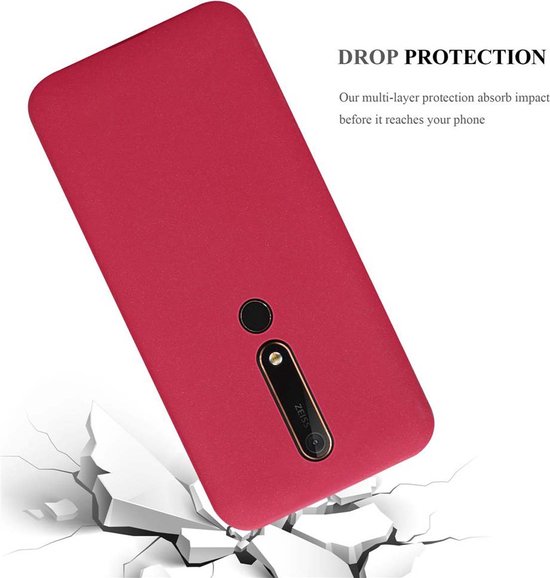 Coque Cadorabo pour Nokia 6.1 en ROUGE FROST - Coque de protection en silicone TPU souple