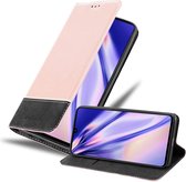 Cadorabo Hoesje geschikt voor Samsung Galaxy A41 in ROSE GOUD ZWART - Beschermhoes met magnetische sluiting, standfunctie en kaartvakje Book Case Cover Etui