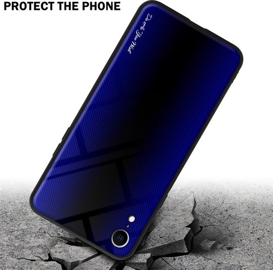 Coque Cadorabo pour Apple iPhone XR - Look rayé en VIOLET COBALT - Coque de protection en verre trempé et silicone TPU