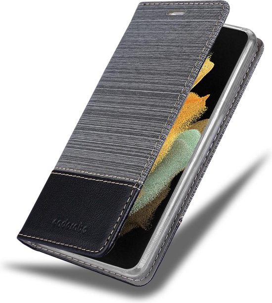 Coque Cadorabo pour Samsung Galaxy S21 ULTRA en GRIS NOIR - Coque de protection avec fermeture magnétique