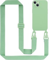 Cadorabo Mobiele telefoon ketting geschikt voor Apple iPhone 14 in LIQUID LICHT GROEN - Silicone beschermhoes met lengte verstelbare koord riem
