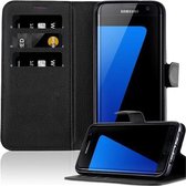 Cadorabo Hoesje geschikt voor Samsung Galaxy S7 EDGE in PHANTOM ZWART - Beschermhoes met magnetische sluiting, standfunctie en kaartvakje Book Case Cover Etui