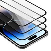 Cadorabo 3x Screenprotector voor Apple iPhone 14 PRO Volledig scherm pantserfolie Beschermfolie in TRANSPARANT met ZWART - Getemperd (Tempered) Display beschermend glas in 9H hardheid met 3D Touch
