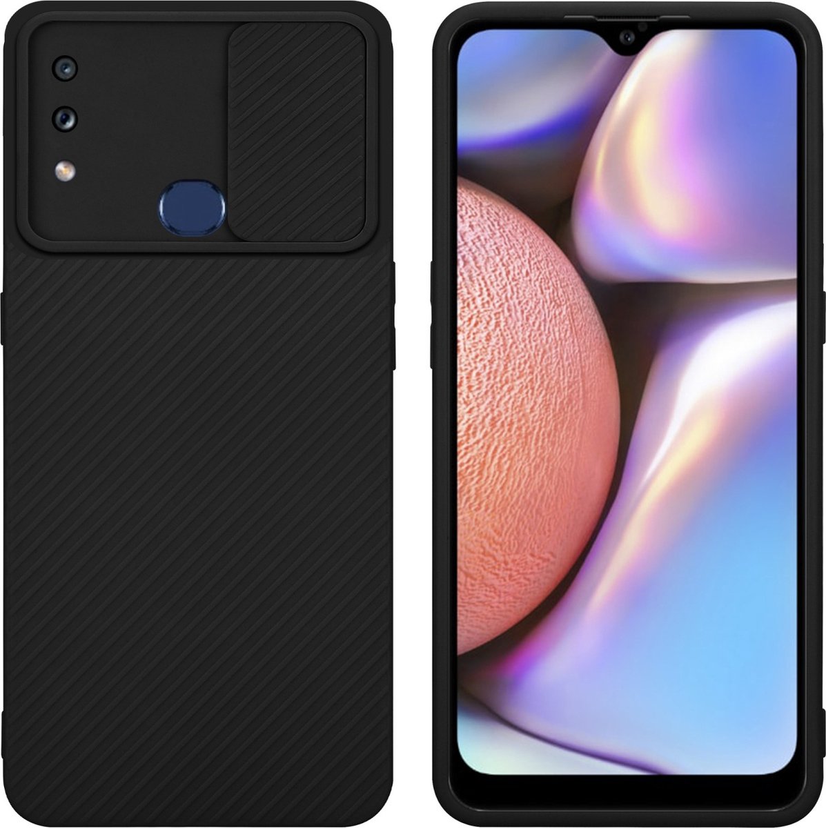 Cadorabo Hoesje geschikt voor Samsung Galaxy A10s / M01s in Bonbon Zwart - Beschermhoes van flexibel TPU-silicone Case Cover en met camerabescherming
