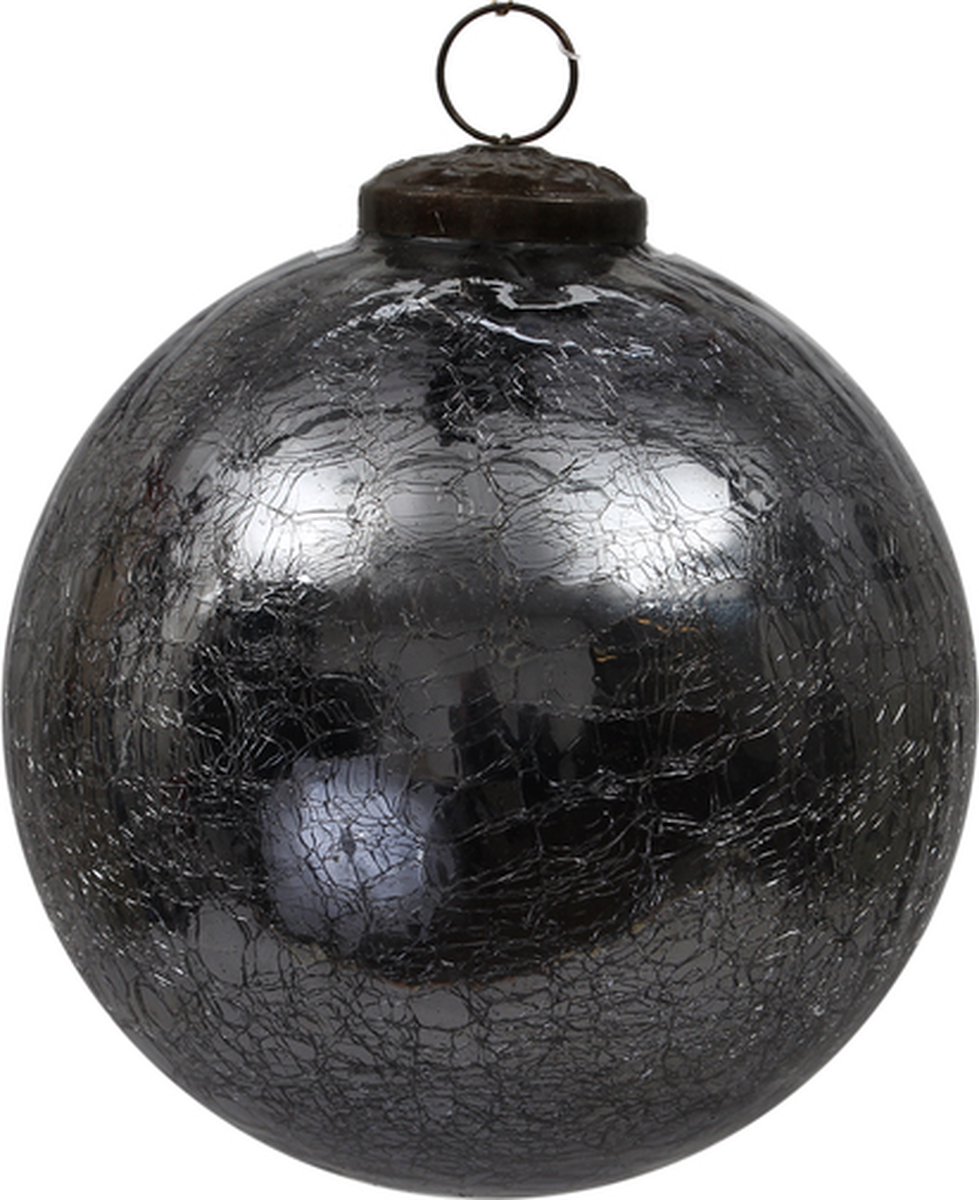Overige Kerstballen - Pc. 1 Glass Ball 'crackled' Grey Ø10cm
