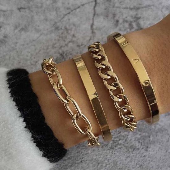 Armband dames Goudkleurig staal - Armbanden set dames - Armbandensets -  Gouden armband... | bol.com