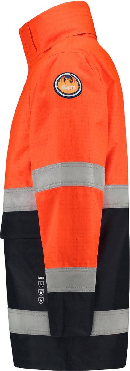 Dapro Safety Access Multinorm Regenjas - Maat 4XL - Marineblauw/Hi-Vis Oranje - Vlamvertragend , antistatisch en chemicaliën resistent - Doorwerkjas