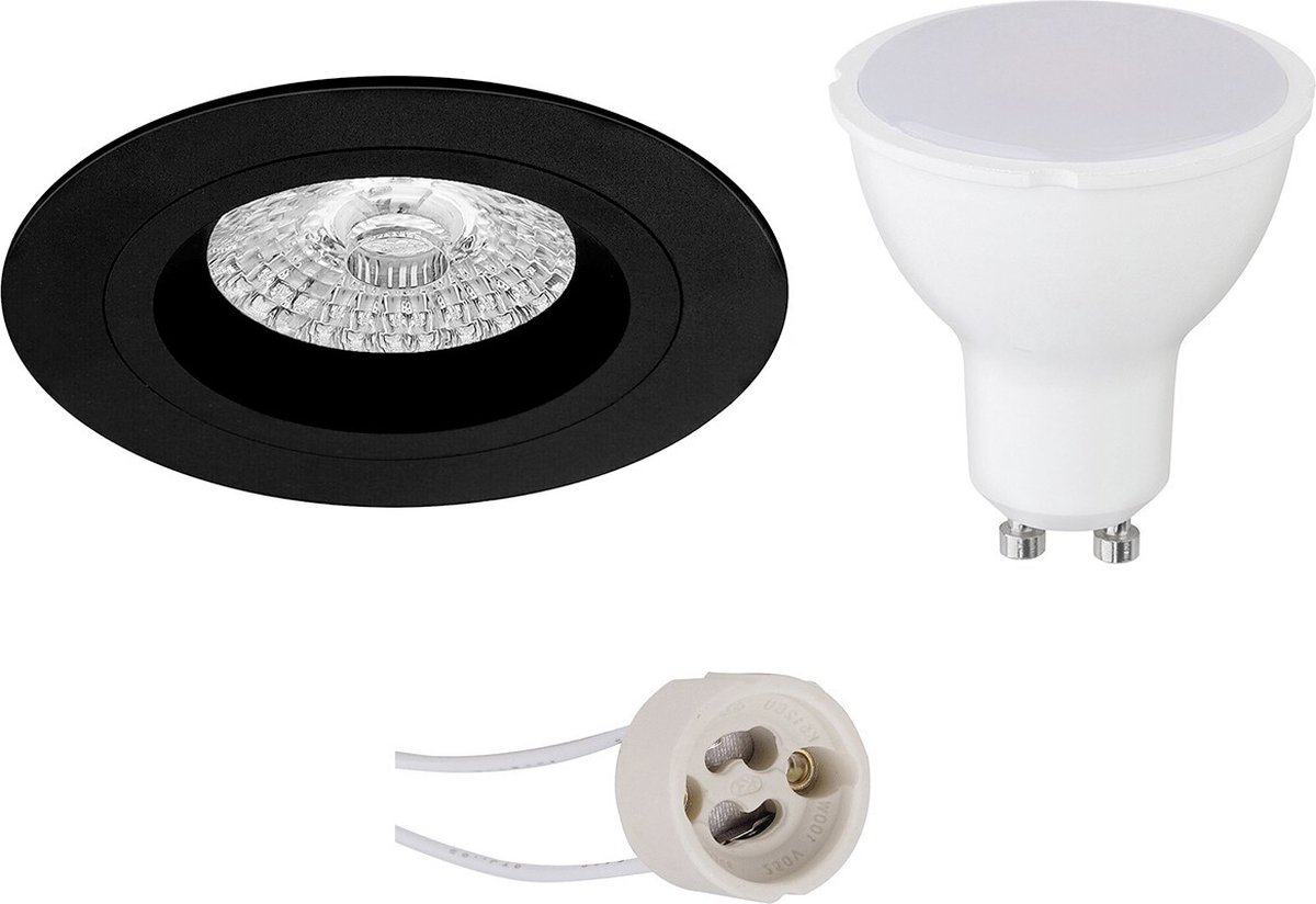 GU10 Inbouwspot Set - Mat Zwart - Inbouw Rond - Proma Rodos Pro - 4W - Warm Wit 3000K - Ø93mm