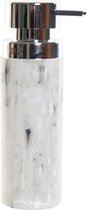 Zeeppompje/zeepdispenser marmer look wit polystone 400 ml - Badkamer/keuken zeep dispenser
