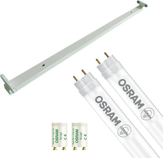 LED TL Armatuur met T8 Buis - OSRAM SubstiTUBE Value EM 865 - Igia Dybolo - 150cm Dubbel - 38.2W - Helder/Koud Wit 6500K