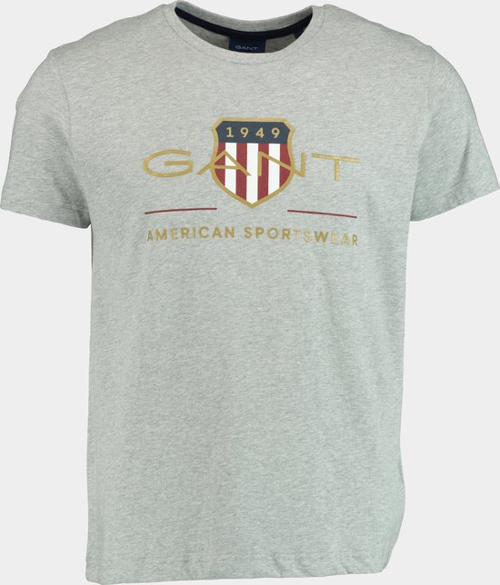 Gant - T-shirt Logo Grijs - Heren - Maat M - Regular-fit