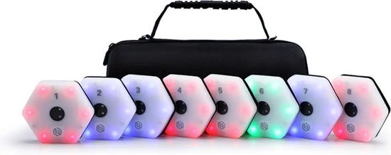 Foto: Reaction lights reaction x reactielampen pro versie 8 stuks incl usb oplaadkabel hardcase extra ophang accessoires training reactiesnelheid behendigheid geheugentraining alternatief blazepod