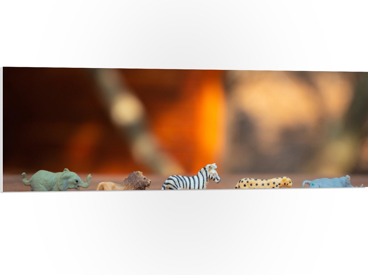 PVC Schuimplaat - Safari Dieren Speelgoed - 120x40 cm Foto op PVC Schuimplaat (Met Ophangsysteem)