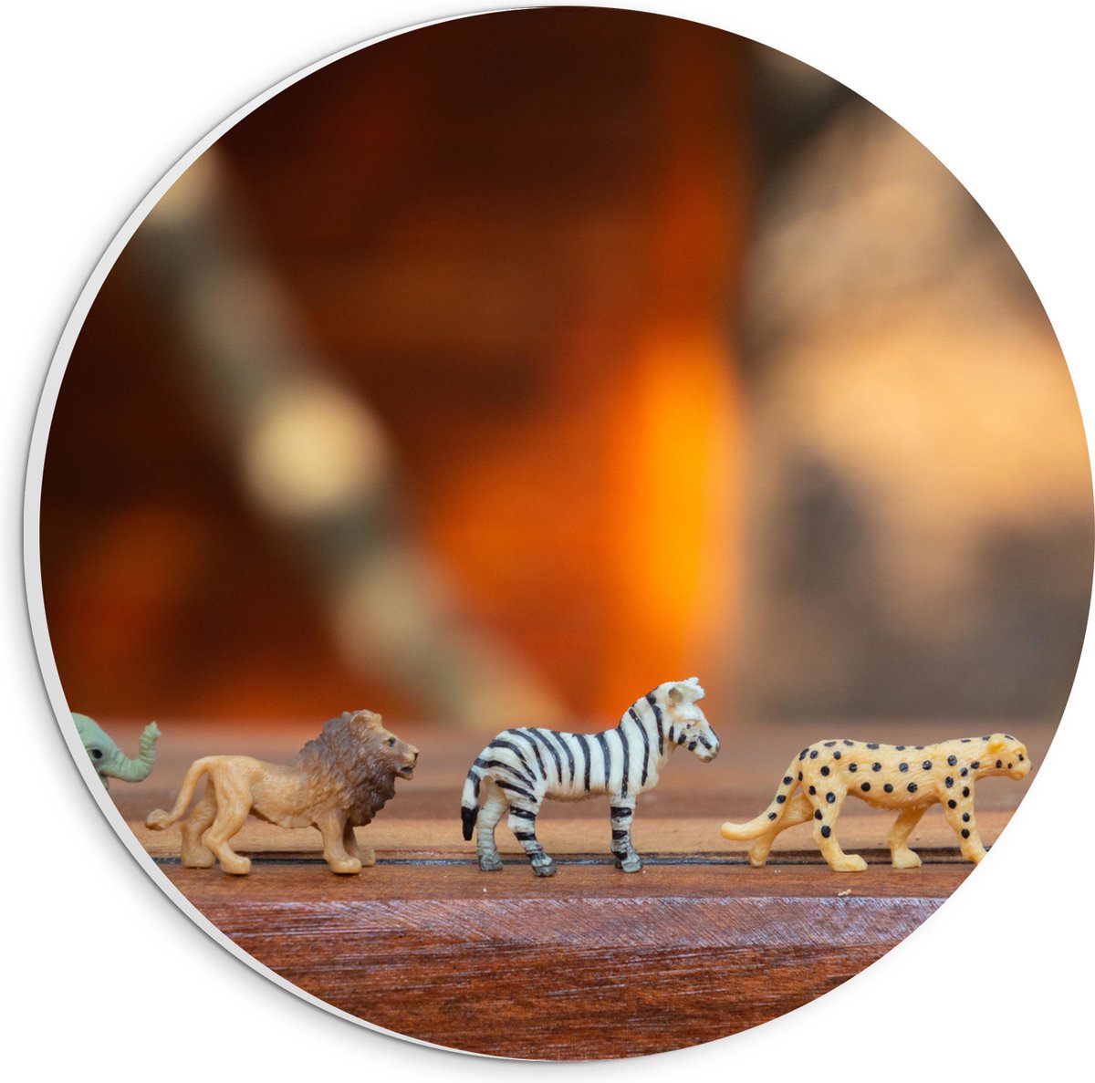 PVC Schuimplaat Muurcirkel - Safari Dieren Speelgoed - 20x20 cm Foto op Muurcirkel (met ophangsysteem)