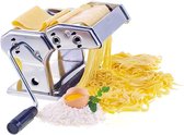 Mezzo Pasta Zelfgemaakte pastamachine 9 instelbare diktes + 1 rol spaghettisnijder + 1 rol tagliatellesnijder - lasagne (breedte 150 mm) - Verchroomd staal, Zilver - voor lasagne, ravioli, spaghetti en tagliatelle | Pastamaker | Zelfgemaakte pasta