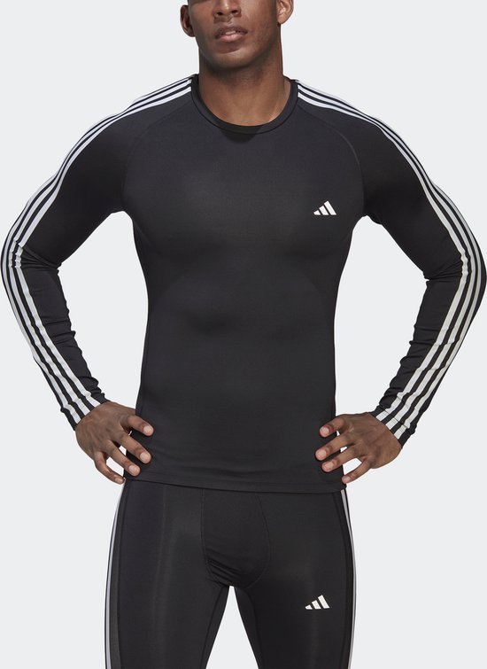 adidas Performance Techfit 3-Stripes Training Longsleeve - Heren - Zwart- XL