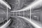 Fotobehang - Vlies Behang - Grafiet 3D Tunnel - 208 x 146 cm