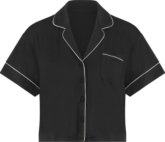 Hunkemöller Dames Nachtmode Jacket Jersey Essential - Zwart - maat L