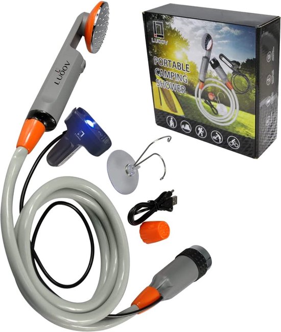 Draagbare camping douche, camping douche met pomp, draagbare douches
