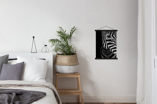 Porte-affiche avec affiche - Affiche scolaire - Animaux - Zebra - Zwart - Wit - 40x53 cm - Lattes noires