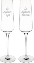 Champagneglas gegraveerd - 27cl - Le Meilleur Papa & La Meilleure Maman