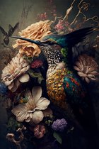 Kolibri kleurrijke vogel - canvas - 60 x 90 cm