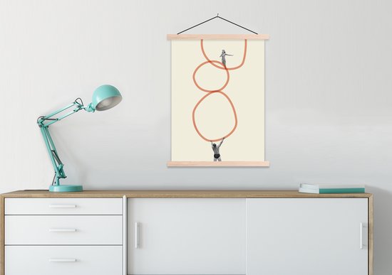 Posterhanger avec affiche - Affiche scolaire - Amour - Vintage - Couple - Design - 60x80 cm - Lattes vierges