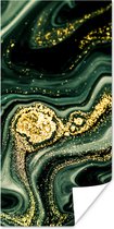 Poster Marmer - Goud - Glitter - Groen - Marmerlook - Luxe - 60x120 cm