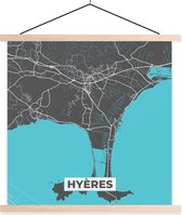 Porte-affiche avec affiche - Affiche scolaire - Plan d'étage - Carte - Plan de ville - France - Hyères - 60x60 cm - lattes vierges