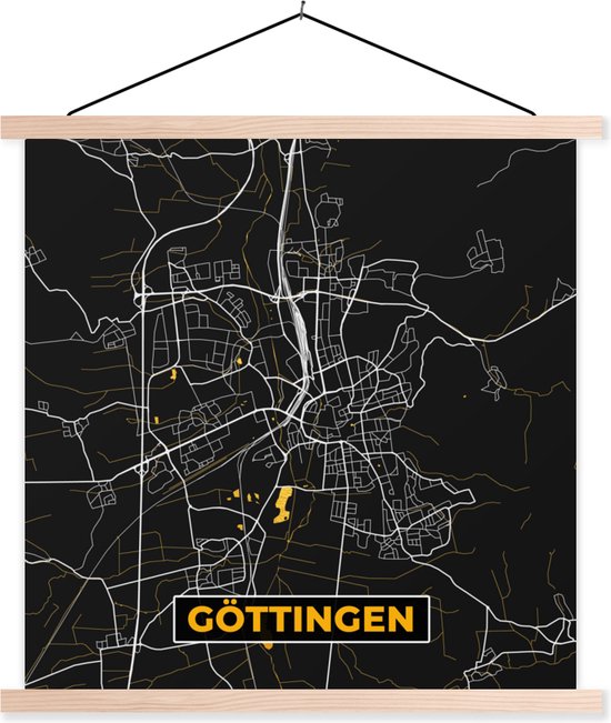 Porte-affiche avec affiche - Affiche scolaire - Plan de la ville - Carte - Allemagne - Or - Göttingen - Carte - 60x60 cm - lattes vierges