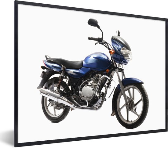 Fotolijst incl. Poster - Close-up van een blauwe motorfiets - 40x30 cm - Posterlijst