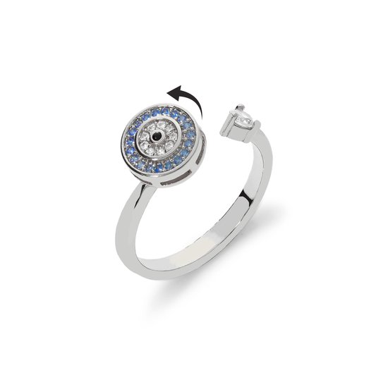 DUCETT Evil eye twist ring silver Ring Dames bol
